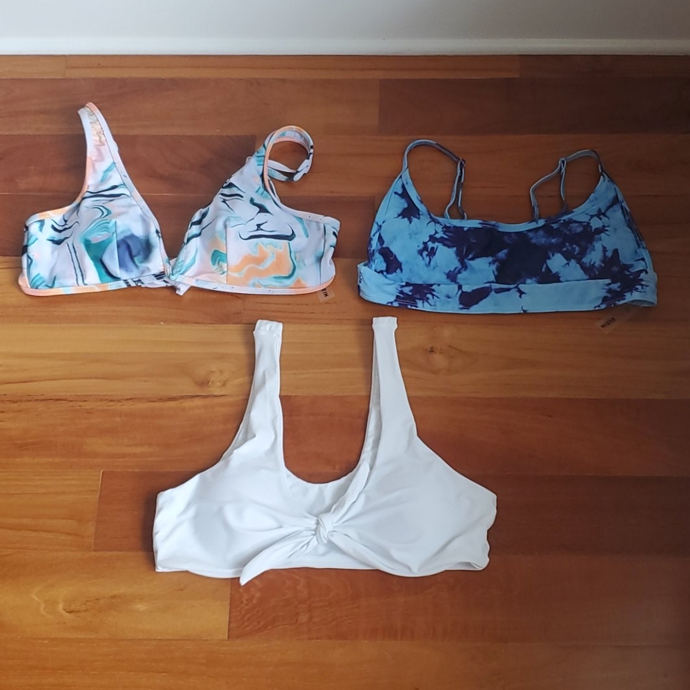 NEW Set of 3 Bathing Suit Tops (large)